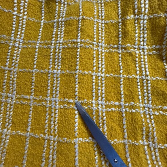 The Knit Couture Womens Yellow White Plaid Crop Cardigan Sweater Button-Front - Picture 5 of 10